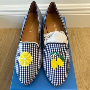 Jack Rogers Blue Gingham Lemon Loafers